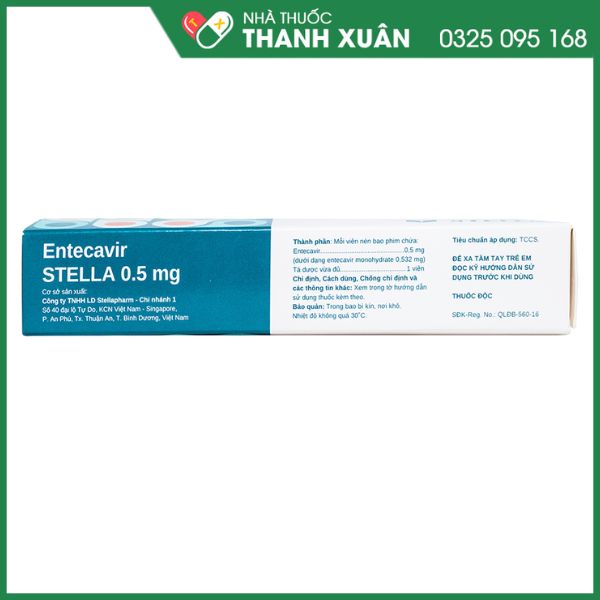 Entecavir Stella 0.5mg kháng virus, trị viêm gan B